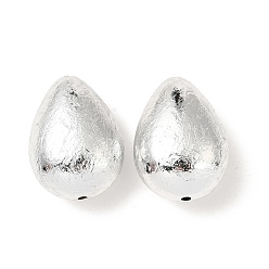 Серебро УФ-покрытие ccb пластиковые бусины, текстура, слеза, серебряные, 24x18x12.5 мм, отверстие : 2.2 мм
