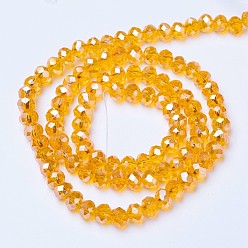 Mixed Color Electroplate Glass Beads Strands, AB Color Plated, Faceted, Rondelle, Mixed Color, 6x5mm, Hole: 1mm, about 85~88pcs/strand, 16.1~16.5 inch(41~42cm)