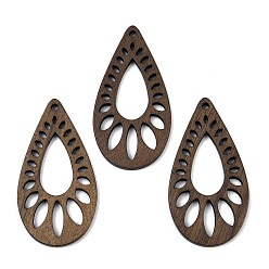 Кокосово-Коричневый Подвески из орехового дерева, слеза, кокосового коричневый, 49x26.5x2.5 мм, отверстие : 2 мм