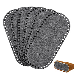 Gray 6Pcs Felt Bag Bottom Shaper, Oval, Gray, 220x100x4mm, Hole: 5mm