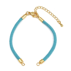 Бирюза Изготовление браслетов из нейлоновых шнуров, подходящих для подвесок с разъемами, с латунными выводами и 304 застежками из лобстера из нержавеющей стали, долговечный, бирюзовые, 6-1/2~6-3/4 дюйм (16.5~17 см), отверстие : 1.8 мм