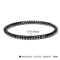 Плоский Круглый Браслеты из синтетических немагнитных гематитовых бусин для мужчин, плоско-круглые, 7.48 дюйм (19 см)