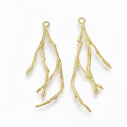 Без Покрытия Латунные подвески, без никеля , филиал, сырой (без покрытия), 44x18x2 мм, отверстие : 1.5 мм