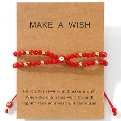 Glass Браслеты из многослойных плетеных бусин ручной работы из стеклянных бусин-ронделей, эмалевые украшения от сглаза для мужчин и женщин, с открытки, внутренний диаметр: 11 дюйм (28 см)