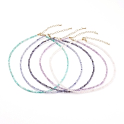 Смешанные камни Природных драгоценных камней бисера ожерелья, с латунными карабин-лобстерами , золотые, 15.94 дюйм (40.5 см)