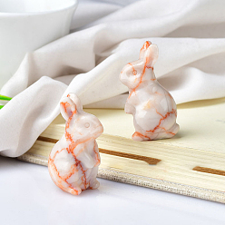 Камень Сетки Украшения для домашнего дисплея из натурального красного нетстоуна, 3 d кролика, 22x40 мм