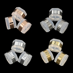 Mixed Color 16Pcs 4 Colors Silicone Ear Nuts, Earring Backs, with Brass Findings, Hexagon, Cadmium Free & Nickel Free & Lead Free, Mixed Color, 6x7x4.5mm, Hole: 0.7mm, 4pcs/color