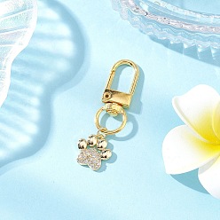 Золотой Подвеска с отпечатком собачьей лапы, латунная, с микропаве из кубических цирконий, с поворотными застежками сплава, золотые, 48 мм