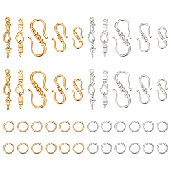 Mixed Color Stainless Steel S-Hook Clasps, with 304 Stainless Steel Open Jump Rings, Mixed Color, 15.8x9mm