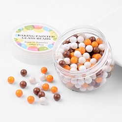 (52) Непрозрачная лаванда Стеклянные бусины, карамель микс, экологически чистый, выпечка окрашены, круглые, разноцветные, 8 мм, отверстия: 0.7~1.1 мм, около 200 шт / коробка