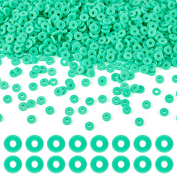 Весенне-зеленый 100g бусины из полимерной глины ручной работы, Диск / плоские круглые, Heishi бусы, весенний зеленый, 6x1 мм, отверстие : 2 мм