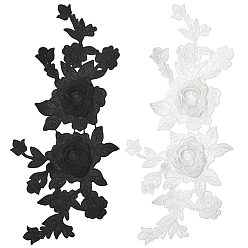 (52) Непрозрачная лаванда 2Пары аппликаций из полиэстера с цветочным узором, выполненных с помощью компьютерной вышивки., костюм чонсам аксессуары, с 2шт. полиэстеровых вышитых нашивок, разноцветные, 149~280x135~323x3.5~4 мм