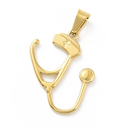 Golden PVD-Vakuumbeschichtung 304 Anhänger aus Edelstahl, Echometer, golden, 27x24.5x2 mm, Bohrung: 3x7.5 mm
