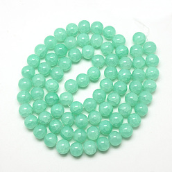 Turquoise Baking Painted Crackle Glass Bead Strands, Round, Turquoise, 4mm, Hole: 1.1~1.3mm, about 200pcs/strand, 31.4 inch