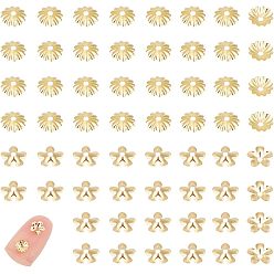 Золотой 304 из нержавеющей стали шарик крышки, цветок, золотые, 80 шт / коробка