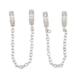 Платина Латунные микропаве прозрачные кубические циркониевые предохранительные цепи, Кольцевая форма, долговечный, стойки покрытие, платина, 67.5 мм, отверстие : 5 мм