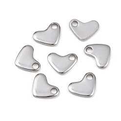 Нержавеющая Сталь Цвет Устойчивые к потускнению 304 штампованные пустые бирки из нержавеющей стали, сердце, цвет нержавеющей стали, 7x5.5x1 мм, отверстие : 1.4 мм