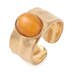 Натуральный Агат Овальные перстни из натурального агата, ионное покрытие (ip) 304 манжеты из нержавеющей стали с широкими полосами для женщин, пайки, реальный 14 k позолоченный, овальный : 11x9.5 mm, регулируемый