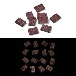 Rectangle Светящаяся смола декодирует кабошоны, светится в темноте, печенье, прямоугольные, 10.5x7.5x2.5 мм