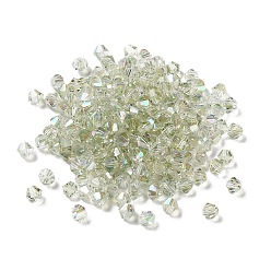 Мята молочно-белая Гальванические стеклянные бусины, двухконусные, мятный крем, 4x4x3.5 мм, отверстие : 1 мм, 720 шт / пакет