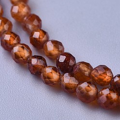 Garnet Natural Garnet Beaded Necklaces, with Brass Lobster Claw Clasps, Faceted Round Beads, 16.5 inch~16.7 inch(42~42.5cm)x3~3.5mm
