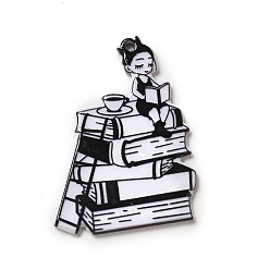 Book Halloween Printed Acrylic Pendants, Book Pattern, 39x28x2.5mm, Hole: 1.8mm