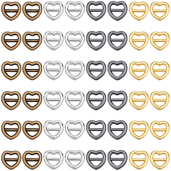 (52) Непрозрачная лаванда 360шт 4 цвета пряжки из сплава, сердце, разноцветные, 6x6x1 мм, 90 шт / цвет