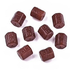 (123L) Белый крем непрозрачный блеск Резные натуральные агатовые бусы пряди, окрашенные, шестиугольник, огнеупорный кирпич, 15x13x13 мм, отверстие : 2 мм