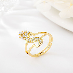 Letter S Латунные микро проложить пальцев кольца кубического циркония, без кадмия, без никеля и без свинца, для женщин, Письмо с, размер США 3 (14 мм)