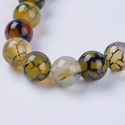Dragon Veins Agate Natural Dragon Veins Agate Beads Strands, Dyed, Round, Olive, 8mm, Hole: 1mm