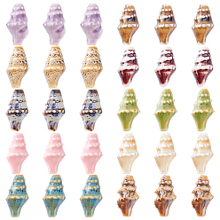 (52) Непрозрачная лаванда 24шт 8 цвета фарфоровые бусины ручной работы, раковина, яркие глазированный фарфор, разноцветные, 20x10.5x10 мм, отверстие : 1.8 мм, 3 шт / цвет