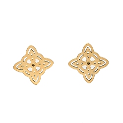 Rhombus 304 из нержавеющей стали серьги, реальный 18 k позолоченный, ромб, 12.5x12.5 мм