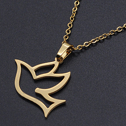 Golden 201 Stainless Steel Pendants Necklaces, with Cable Chains and Lobster Claw Clasps, Pigeon, Golden, 17.71 inch(45cm), 1.5mm