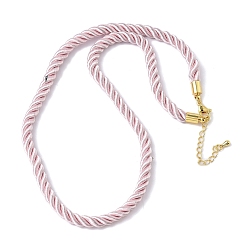 Розовый 5мм нейлоновый витой шнур для изготовления ожерелий, с латунными наконечниками и 304 карабинами из нержавеющей стали, долговечный, стойки покрытие, золотые, туманная роза, 17.72~18.90 дюйм (45~48 см)