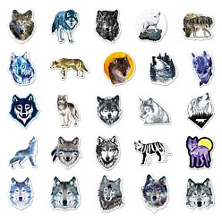 Wolf PVC Adhesive Stickers, for Suitcase, Skateboard, Refrigerator, Helmet, Mobile Phone Shell, Wolf Pattern, 5.5~8.5x5.5~8.5cm, 50pcs/bag