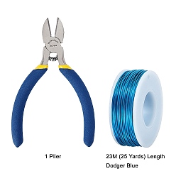 Dodger Blue DIY Jewelry Kits, with Aluminum Wire and Iron Side Cutting Pliers, Dodger Blue, 1mm, about 23m/roll, 6rolls/set