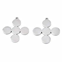 Stainless Steel Color Non-Tarnish 201 Stainless Steel Pendants, Cross, Stainless Steel Color, 35x32x2mm, Hole: 2mm