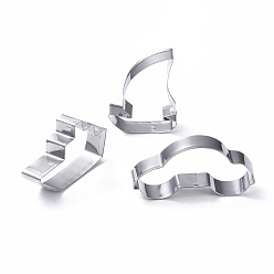 Stainless Steel Color Tarnish Resistant 304 Stainless Steel Cookie Cutters, Cookies Moulds, DIY Biscuit Baking Tool, Cruise Ship & Sail Boat & Car, Stainless Steel Color, 43x74x17mm, 70x51x17mm, 81x41x17.5mm, 3pcs/set