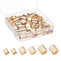 Real 24K Gold Plated 75Pcs 3 Size Brass Tube Beads, Long-Lasting Plated, Tube, Real 24K Gold Plated, 5x5mm, Hole: 4mm, 25pcs/size