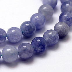 White Jade Natural White Jade Imitation Aquamarine Beads Strands, Round, Dyed, Medium Purple, 6mm, Hole: 1mm, about 64pcs/strand, 15.1 inch