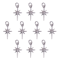 Платина 10подвески из латуни с гальваническим покрытием, с прыжковых колец, Полярная звезда, платина, 17x9.7x2.5 мм, отверстие : 3.4 мм, 10 шт