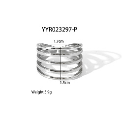 Нержавеющая Сталь Цвет Геометрические 304 открытые манжетные кольца из нержавеющей стали с неровной формой, высококачественные, цвет нержавеющей стали, внутренний диаметр: 17 мм