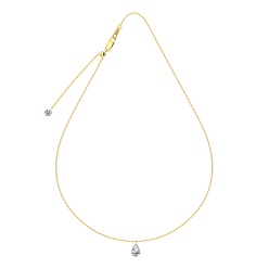 Настоящее золото 14K Подвеска в форме капли из прозрачного кубического циркония 925 ожерелья из стерлингового серебра с цепочкой для женщин, реальный 14 k позолоченный, 18.11 дюйм (46 см)