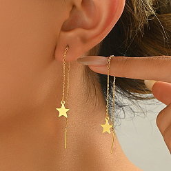 Звезда Ушная резьба из нержавеющей стали, золотые, звезда, 8.9 мм