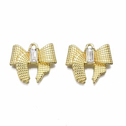Light Gold Подвески из сплава , с кристально горный хрусталь, без кадмия, без никеля и без свинца, бантом, золотой свет, 20x22x3.5 мм, отверстие : 1.6 мм