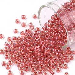 (185) Inside Color Luster Crystal Coral Круглые бусины toho, японский бисер, (185) внутри цветной блеск кристалл коралловый, 8/0, 3 мм, отверстие : 1 мм, Около 10000 шт / фунт