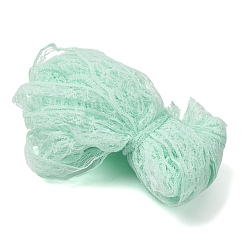 Cyan Polyester Lace Ribbon, Wavy Trim, Flower, for Jewelry Making, Cyan, 7/8 inch(22mm), about 10.94 Yards(10m)/pc