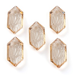 Золотая Тень Подвески из тисненого стекла со стразами, двухконусные, граненые, золотые тени, 20x10x5.5 мм, отверстие : 1.6 мм