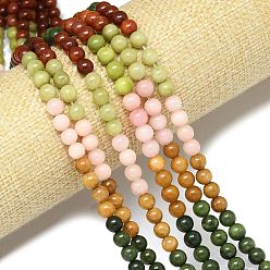 (52) Непрозрачная лаванда Натуральный Malaysia нефритовые бусы пряди, окрашенная и подогревом, круглые, разноцветные, 6 мм, отверстие : 0.9~1 мм, около 60~62 шт / нитка, 15.08''~15.16'' (38.3~38.5 см)