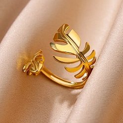 Лист 304 регулируемые открытые манжеты из нержавеющей стали для женщин, реальный 18 k позолоченный, лист, внутренний диаметр: 18 мм